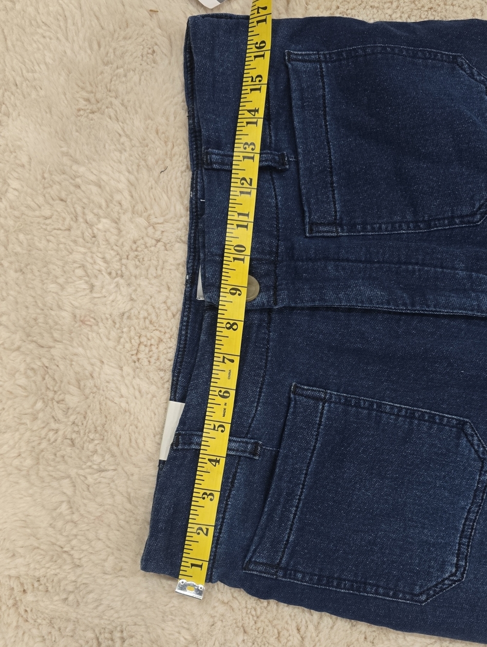 Dark Wash Denim Skirt with Front Patch Pockets